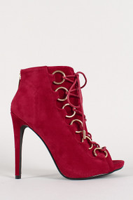 Dollhouse Orbit Lace Up Open Toe Ankle Bootie