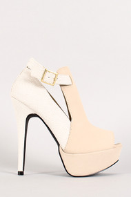 Qupid Cori-01 Contrast Material Ankle Cuff Bootie