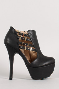 Qupid Psyche-62A Cut Out Round Toe Platform Bootie
