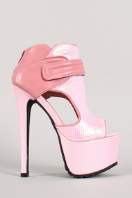 Privileged Fawkes Iridescent Cut Out Open Toe Platform Bootie