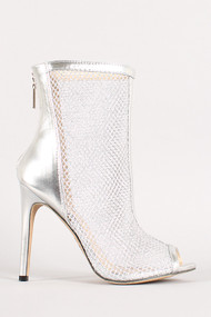 Metallic Glitter Fishnet Bootie