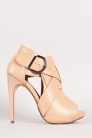 Anne Michelle Spyglass-05 Buckle Cut Out Open Toe Platform Bootie