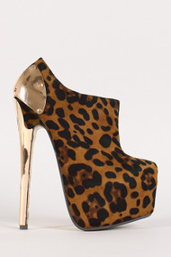 Leopard Pointy Toe Platform Bootie