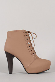 Almond Toe Lace Up Platform Bootie