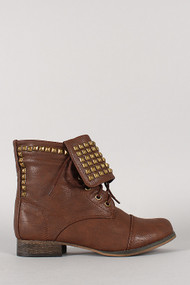 Breckelle Atlanta-02 Studded Military Lace Up Bootie