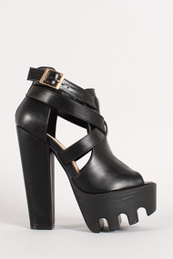 Strappy Cut Out Peep Toe Platform Heel