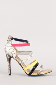 Qupid Grammy-03 Snake Strappy Open Toe Heel