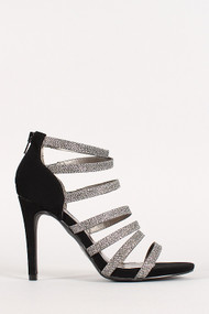 Qupid Grammy-03 Glitter Strappy Open Toe Heel