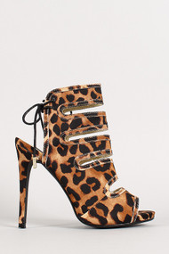 Leopard Cut Out Open Toe Mule Heel