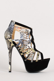 Tori Snake Cut Out Open Toe Platform Heel