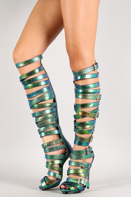 Privileged Miley Iridescent Strappy Buckle Gladiator Heel