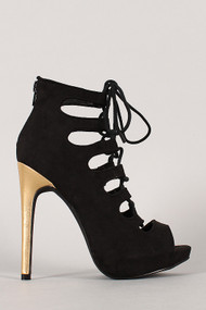 Suede Lace Up Stiletto Heel