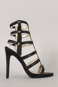 Studded Gladiator Stiletto Open Toe Heel