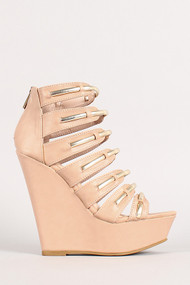 Strappy Leatherette Open Toe Wedge