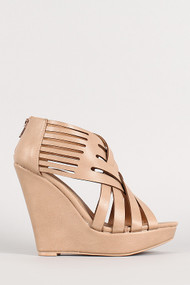 Woven Open Toe Wedge