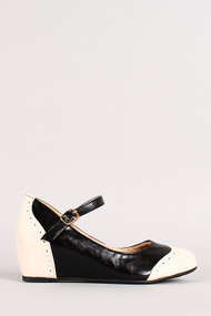 Two Tone Mary Jane Oxford Wedge