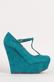 Round Toe Buckled Round Toe Platform Wedge