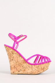 Strappy Cork Platform Wedge