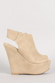 Cut Out Open Toe Platform Wedge