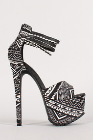 Tribal Open Toe Platform Heel