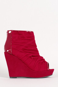 Canali Ruched Open Toe Platform Wedge