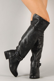 Buckle Round Toe Riding Boot