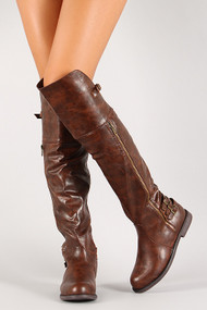 Triple Strap Back Thigh High Riding Boot
