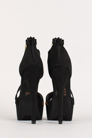 Leopard Metallic Ankle Strap Peep Toe Platform Heel
