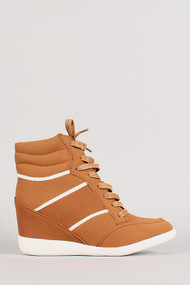 Stripe Lace Up Wedge Sneaker