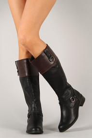 Two Tone O-Ring Riding Knee High Boot