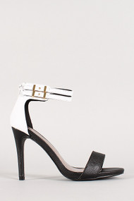 Qupid Grammy-07 Two Tone Ankle Strap Open Toe Heel
