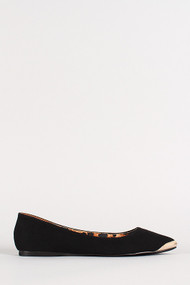 Suede Pointy Toe Cap Flat