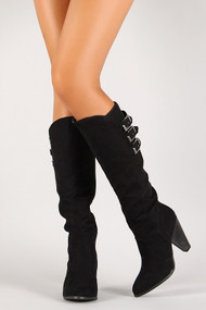Push Stud Buckle Straps Knee High Boot