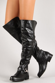  Buckle Thigh High Riding Boot