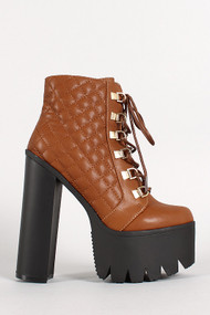 Bumper Rocker-17 Quilted Lace Up Platform Bootie