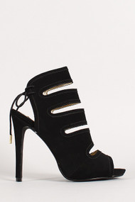 Nubuck Cut Out Open Toe Mule Heel