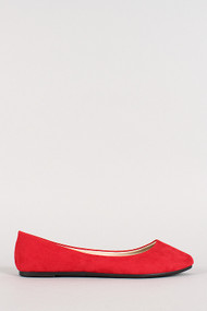 Faux Suede Almond Toe Ballet Flat