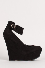 Ankle Cuff Round Toe Platform Wedge