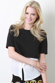 Quilt Knit and Chiffon Top