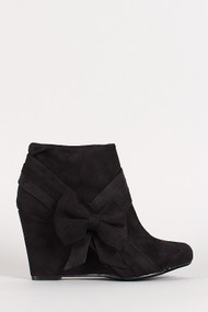 Bow Sash Wedge Ankle Bootie