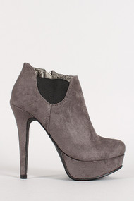 Suede Elastic Panel Platform Bootie