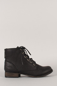 Zipper Military Lace Up Bootie