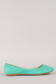 Faux Suede Round Toe Ballet Flat