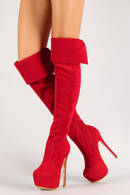 Cuff Collar Platform Thigh High Boot