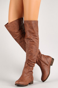 Leatherette Slouchy Thigh High Riding Boot