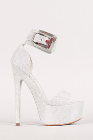 Anne Michelle Imac-02 Glitter Ankle Strap Open Toe Platform Heel