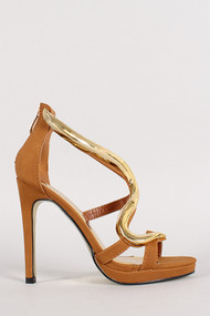 Shea-HY-2 Strappy Metallic Embellished Open Toe Heel