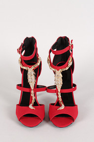 Metallic Scorpion Strappy Peep Toe Heel