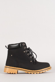 Lace Up Round Toe Work Boot