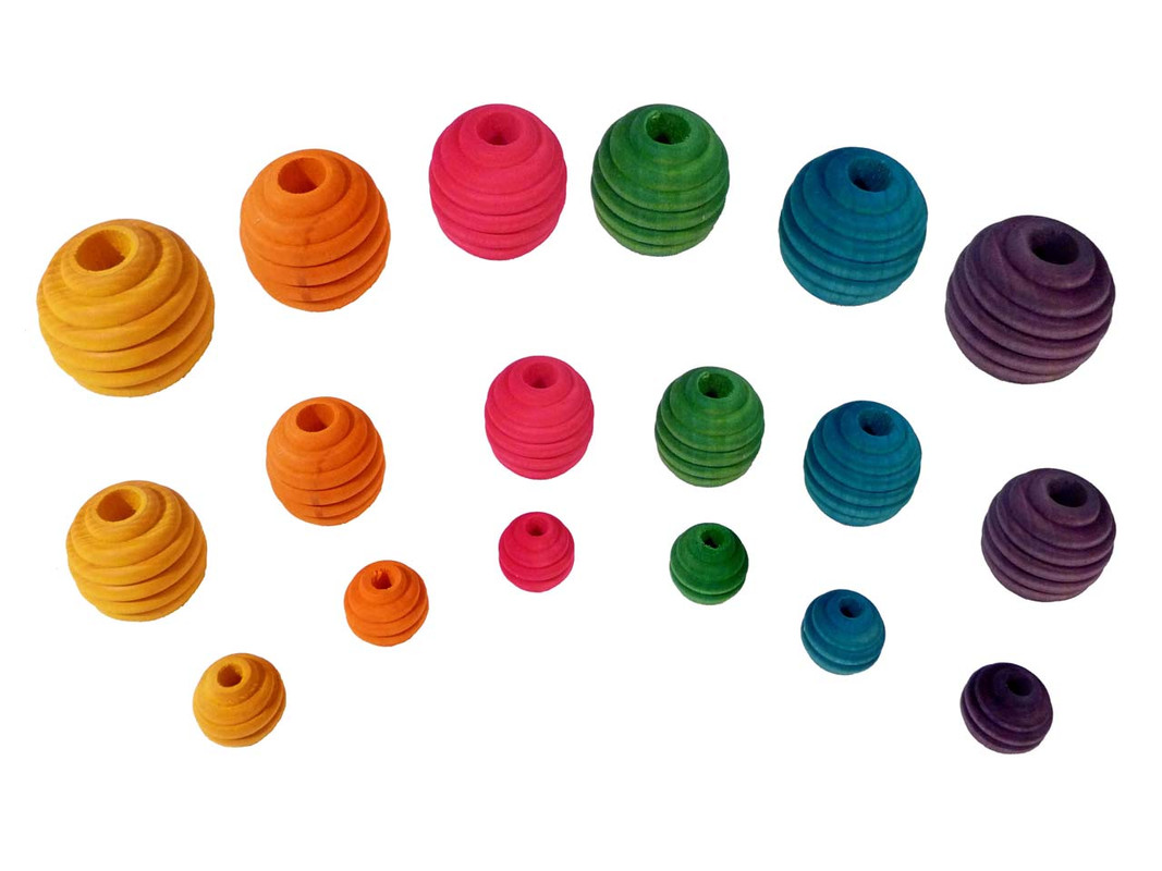 The three sizes of beehive beads shown together